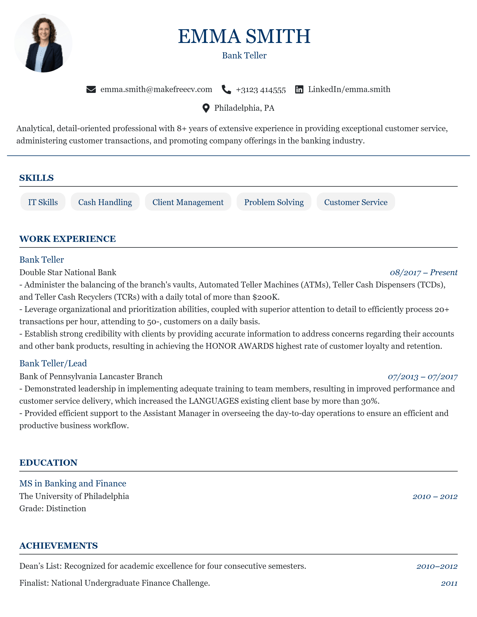 academic resume template