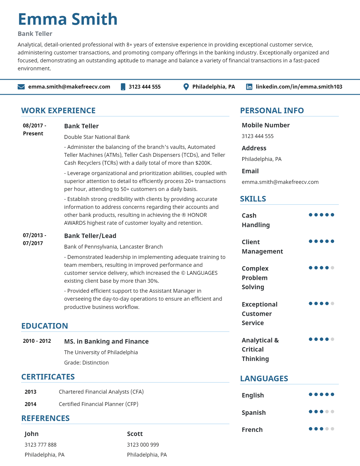 Classic resume template