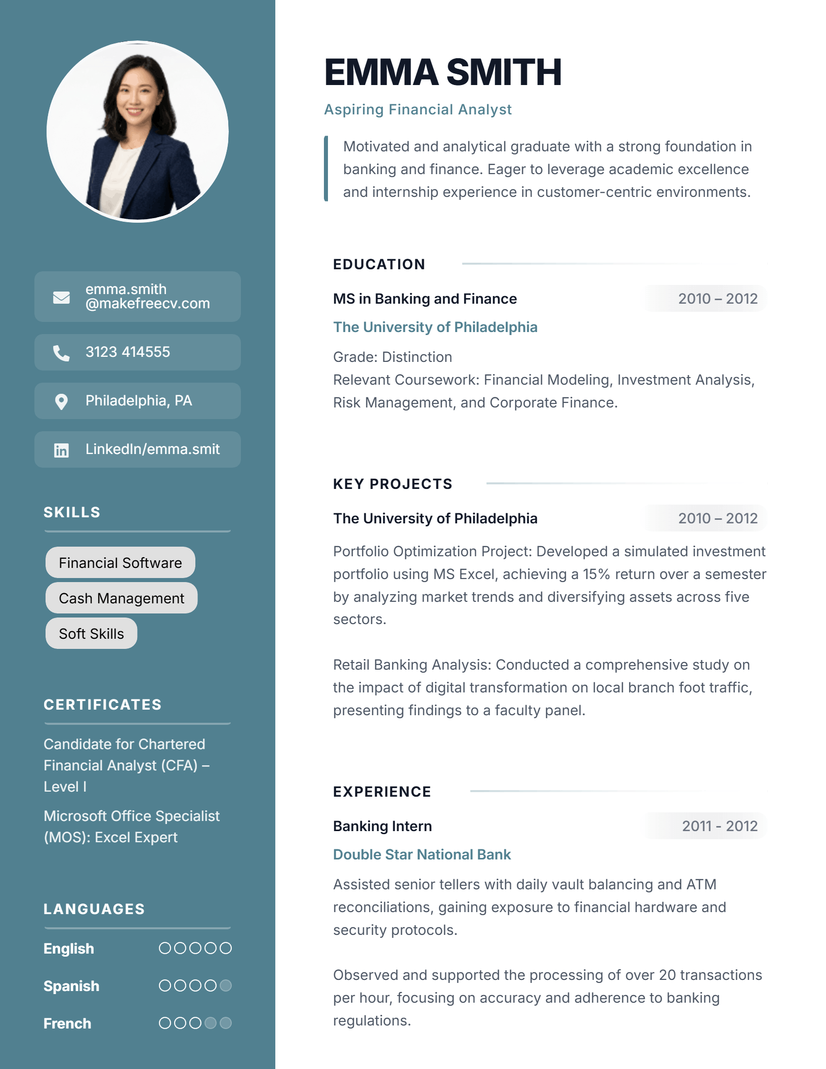 intern resume template