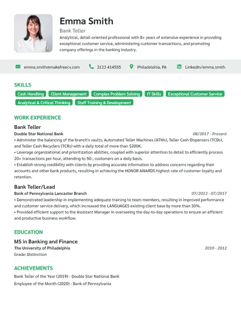 Executive CV template preview - Polished single-column CV for senior roles