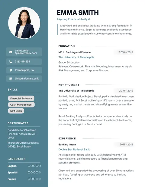 Intern CV template preview