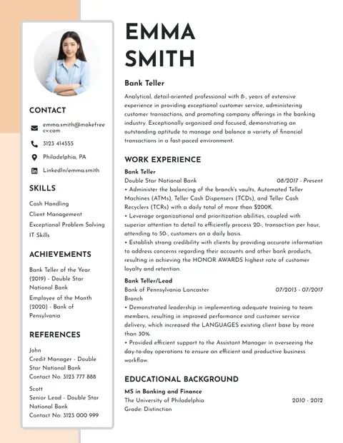 Neutral CV template preview - Soft colours, large name, calm and elegant