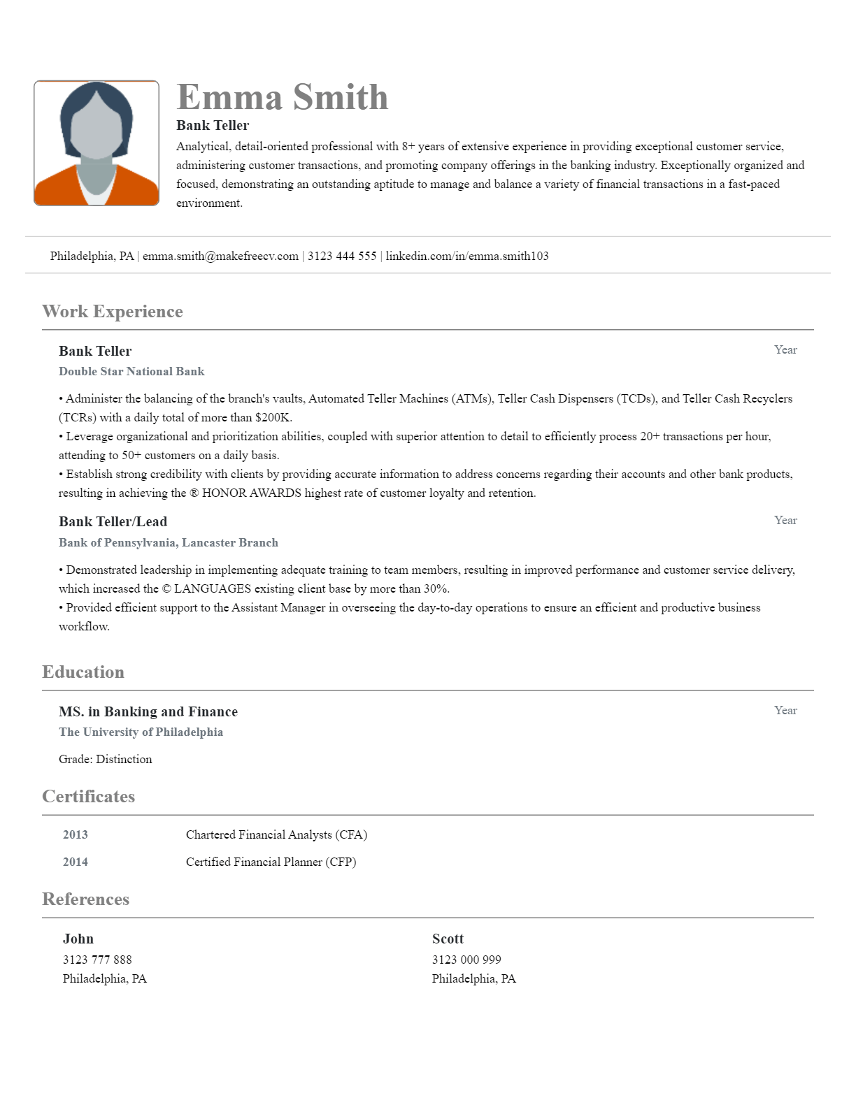 traditional resume template